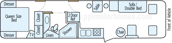 40' 1994 Foretravel Unihome 300hp Cummins Floorplan
