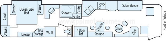 40' 2003 Monaco Dynasty 400hp Cummins w/2 Slides Floorplan