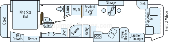 42' 2005 Beaver Patriot Thunder 525hp Caterpillar w/4 Slides Floorplan