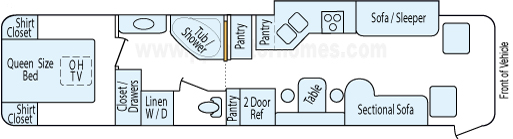36' 1998 Gulf Stream Scenic Cruiser 275hp Cummins w/Slide Floorplan