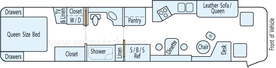 40' 2000 Country Coach Allure 330hp Cummins w/Slide Floorplan