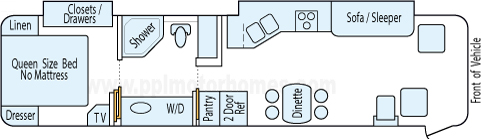 35' 2000 Itasca Horizon 275hp Cummins w/2 Slides Floorplan