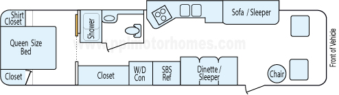 35' 1998 Coachmen Santara 275hp Cummins Floorplan