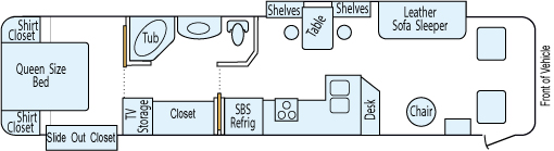 37' 2000 National Tradewinds 330hp Caterpillar w/2 Slides Floorplan