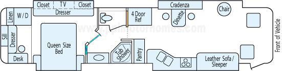 40' 2006 Holiday Rambler Ambassador 330hp Cummins w/4 Slides Floorplan