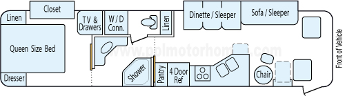 36' 2006 Winnebago Journey 300hp Cummins w/2 Slides Floorplan