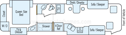 37' 2008 Tiffin Phaeton 360hp Cummins w/4 Slides Floorplan
