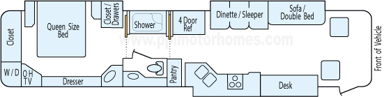40' 2003 Holiday Rambler Endeavor 330hp Cummins w/3 Slides Floorplan