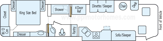 40' 2005 Tiffin Phaeton 350hp Caterpillar w/3 Slides Floorplan