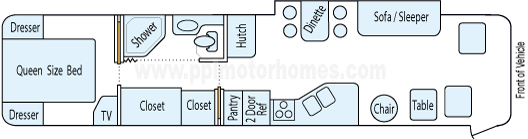 38' 1999 Newmar Dutch Star 300hp Cummins w/Slide Floorplan