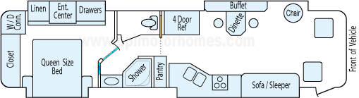 34' 2005 Holiday Rambler Neptune 300hp Cummins w/4 Slides Floorplan