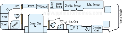 38' 2012 Newmar Ventana Le 340hp Cummins w/3 Slides Floorplan