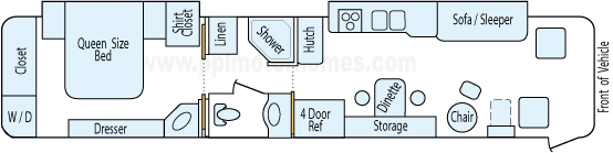 40' 2002 Holiday Rambler Endeavor 330hp Cummins w/2 Slides Floorplan