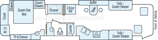 41' 2005 Tiffin Phaeton 350hp Caterpillar w/4 Slides Floorplan