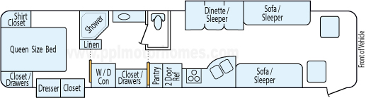 38' 2005 Damon Astoria 300hp Cummins w/2 Slides Floorplan
