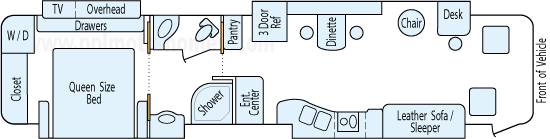 40' 2011 Tiffin Allegro Bus 450hp Cummins w/4 Slides Floorplan