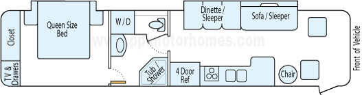 38' 2002 Fleetwood Discovery 330hp Caterpillar w/2 Slides Floorplan
