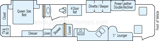 39' 2005 Winnebago Journey 350hp Caterpillar w/3 Slides Floorplan