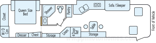 37' 2004 Safari Zanzibar 370hp Cummins w/2 Slides Floorplan