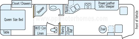 35' 2002 Winnebago Journey DL 330hp Caterpillar w/2 Slides Floorplan