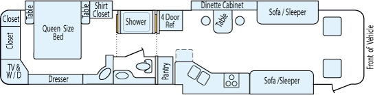 40' 2003 Monaco Diplomat 330hp Cummins w/3 Slides Floorplan