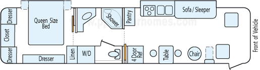 36' 2001 Holiday Rambler Ambassador 315hp Cummins w/2 Slides Floorplan