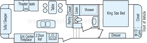 33' 2016 Forest River Crusader w/3 Slides Floorplan