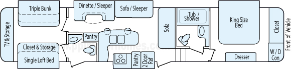 41' 2014 Heartland Gateway w/5 Slides - Bunk House Floorplan