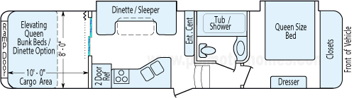 35' 2013 Heartland Road Warrior w/2 Slides & Generator - Toy Hauler Floorplan