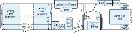 44' 2014 Heartland Road Warrior w/2 Slides & Generator - Toy Hauler Floorplan