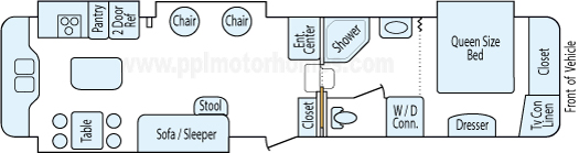 37' 2008 K-Z Durango Lx w/4 Slides Floorplan