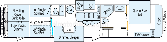 42' 2011 Heartland Road Warrior w/3 Slides & Generator - Toy Hauler Floorplan