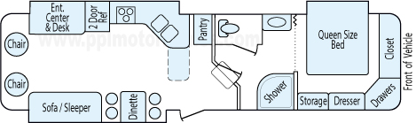 33' 2005 Peterson Ind Excel Rt w/3 Slides Floorplan