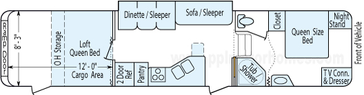 37' 2005 Keystone Raptor w/Slide & Generator - Toy Hauler Floorplan