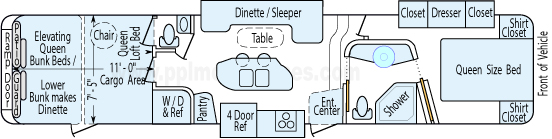 42' 2013 Dutchmen Voltage w/3 Slides & Generator - Toy Hauler - Bunk House Floorplan