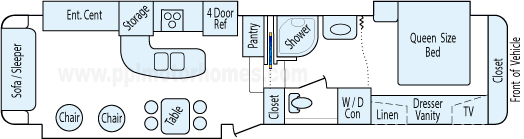 36' 2006 Double Tree Mobile Suites w/3 Slides Floorplan