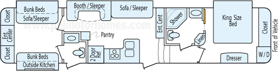 40' 2013 Primetime Crusader w/4 Slides - Bunk House Floorplan