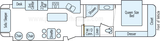 37' 2003 Keystone Challenger w/3 Slides & Generator Floorplan