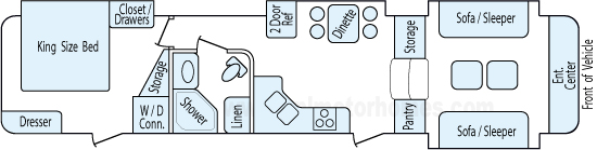 41' 2012 Forest River Sandpiper w/4 Slides Floorplan