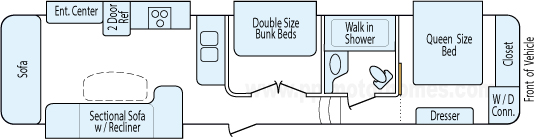37' 2013 Crossroads Cruiser Patriot w/4 Slides - Bunk House Floorplan