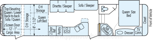 37' 2008 Keystone Raptor w/2 Slides & Generator - Toy Hauler - Bunk House Floorplan