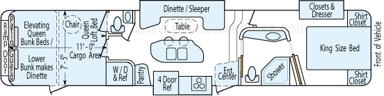 42' 2012 Dutchmen Voltage w/3 Slides & Generator - Toy Hauler Floorplan
