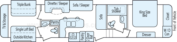 41' 2014 Heartland Gateway w/5 Slides & Generator - Bunk House Floorplan