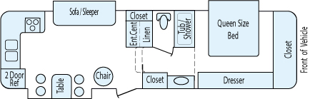 31' 2002 Nu Wa Hitchhiker w/3 Slides Floorplan