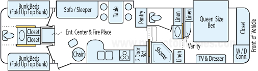 38' 2008 Dutchmen Monte Vista w/4 Slides - Bunk House Floorplan