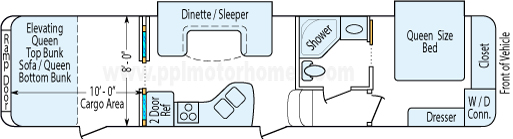 35' 2012 Heartland Cyclone w/2 Slides & Generator - Toy Hauler Floorplan