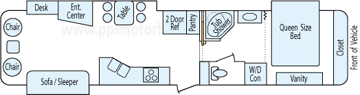 37' 2001 Carriage Carri-Lite w/3 Slides Floorplan