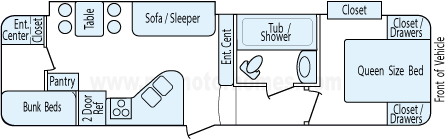 32' 2012 Winnebago Lite Five w/2 Slides - Bunk House Floorplan