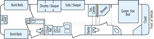 38' 2008 Forest River Sandpiper w/4 Slides - Bunk House Floorplan