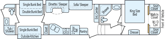 42' 2016 Forest River Hemisphere 2 Full Baths w/4 Slides - Bunk House Floorplan